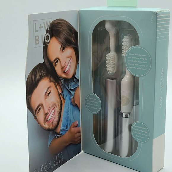 Luxe Willow L+ W Bio Clean Lite Battery Powered Travel Toothbrush (Set of 2) NEW - Picture 2 of 15